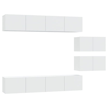 6-Delige Tv-Meubelset Bewerkt Hout 80 cm Wit