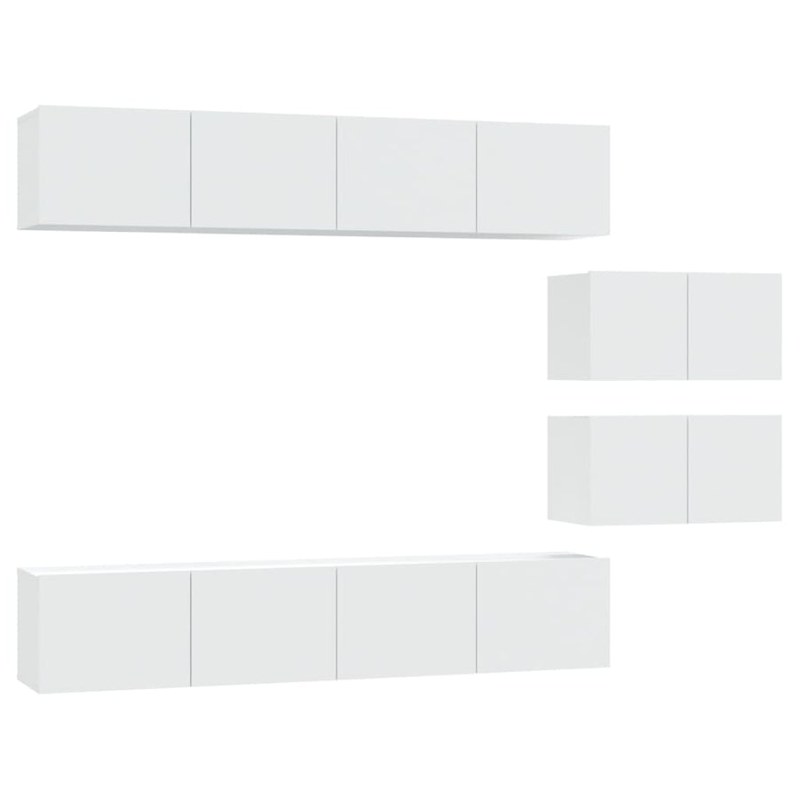 6-Delige Tv-Meubelset Bewerkt Hout 80 cm Wit