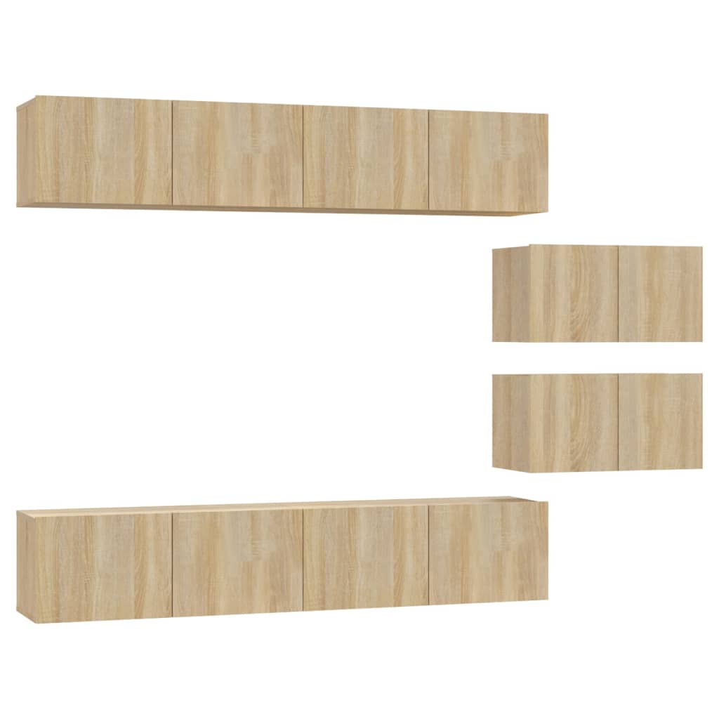 -Delige Tv-Meubelset Bewerkt Hout Kleurig 80 x 30 x 30 cm Sonoma eiken