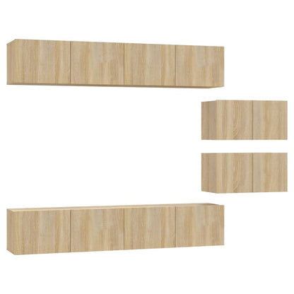 -Delige Tv-Meubelset Bewerkt Hout Kleurig 80 x 30 x 30 cm Sonoma eiken