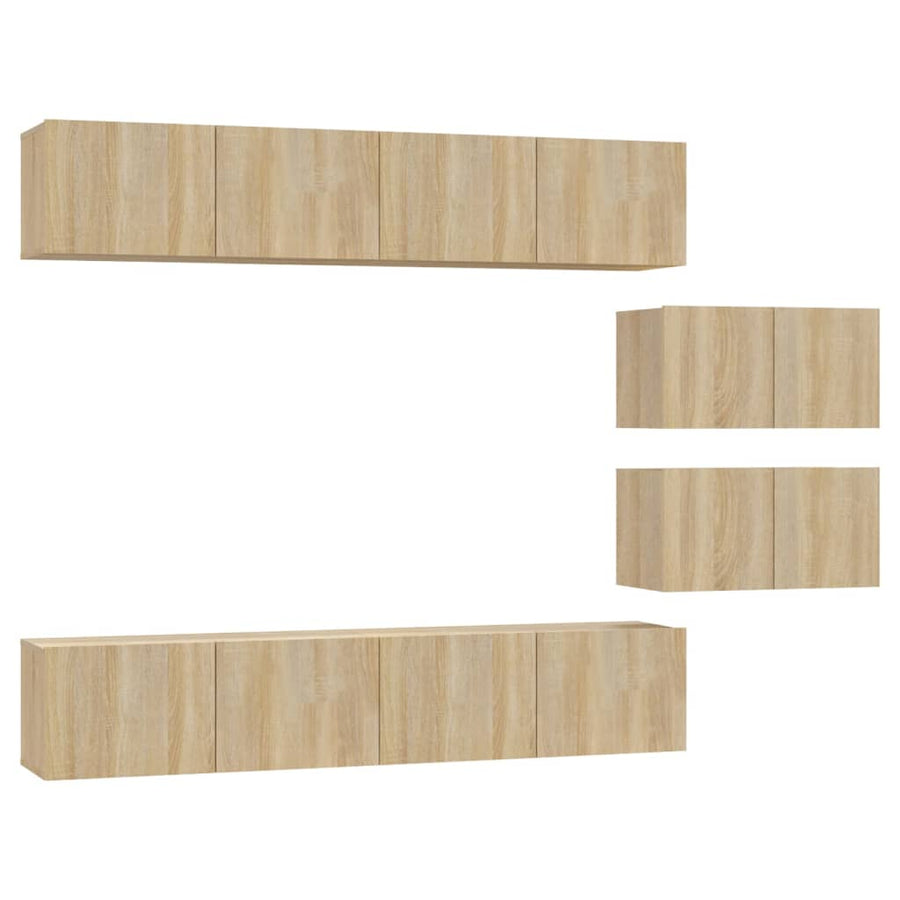-Delige Tv-Meubelset Bewerkt Hout Kleurig 80 x 30 x 30 cm Sonoma eiken