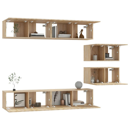 -Delige Tv-Meubelset Bewerkt Hout Kleurig 80 x 30 x 30 cm Sonoma eiken
