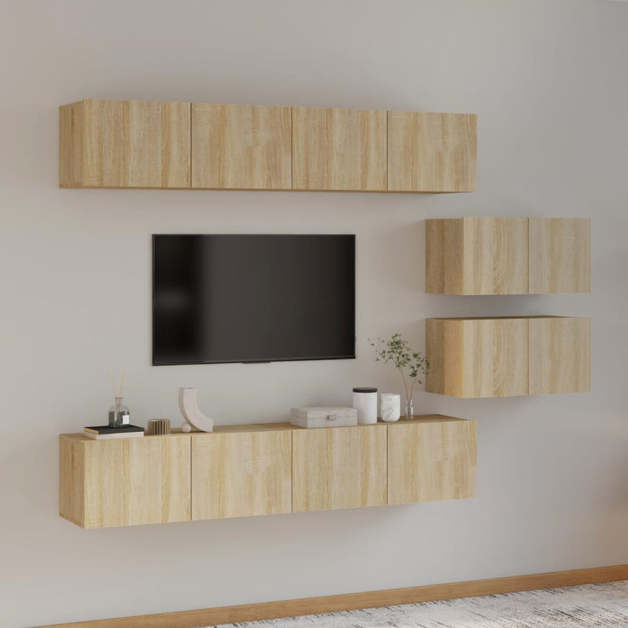-Delige Tv-Meubelset Bewerkt Hout Kleurig 80 x 30 x 30 cm Sonoma eiken