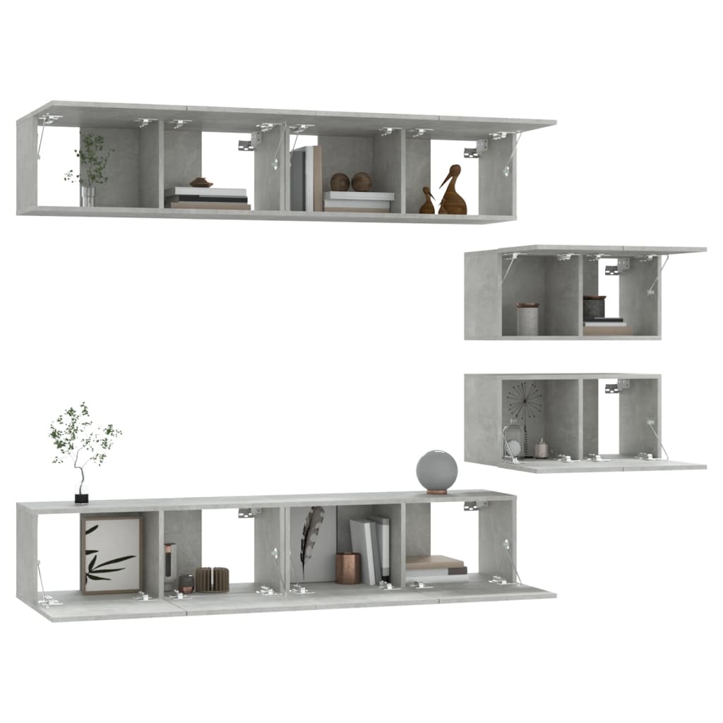 -Delige Tv-Meubelset Bewerkt Hout 80 x 30 x 30 cm Betongrijs