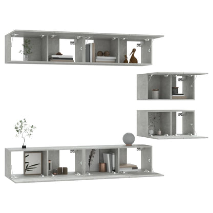 -Delige Tv-Meubelset Bewerkt Hout 80 x 30 x 30 cm Betongrijs