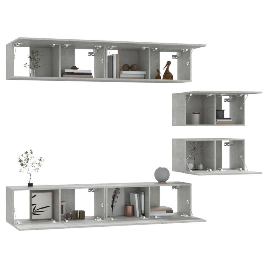-Delige Tv-Meubelset Bewerkt Hout 80 x 30 x 30 cm Betongrijs
