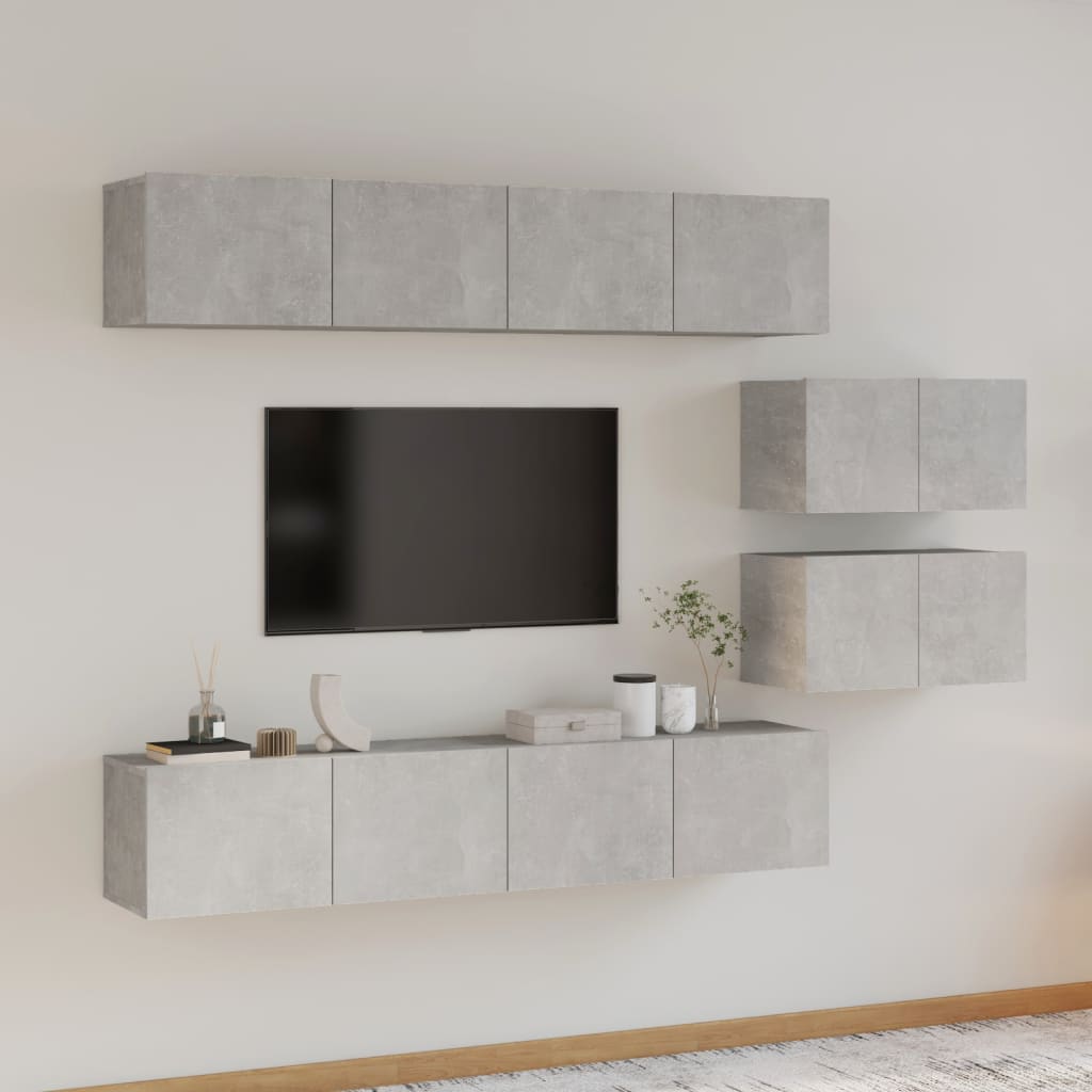 -Delige Tv-Meubelset Bewerkt Hout 80 x 30 x 30 cm Betongrijs