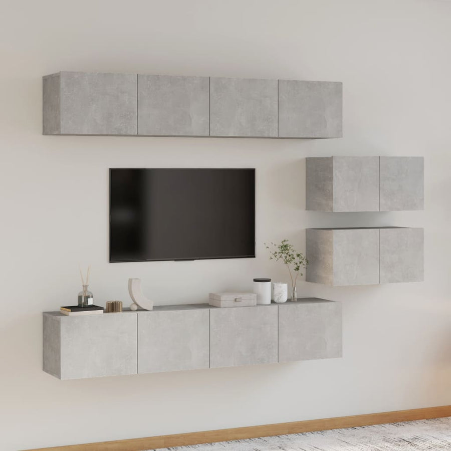 -Delige Tv-Meubelset Bewerkt Hout 80 x 30 x 30 cm Betongrijs