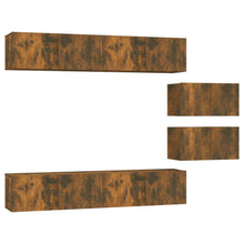 6-Delige Tv-Meubelset Bewerkt Hout Kleurig 80 x 30 x 30 cm Gerookt eiken