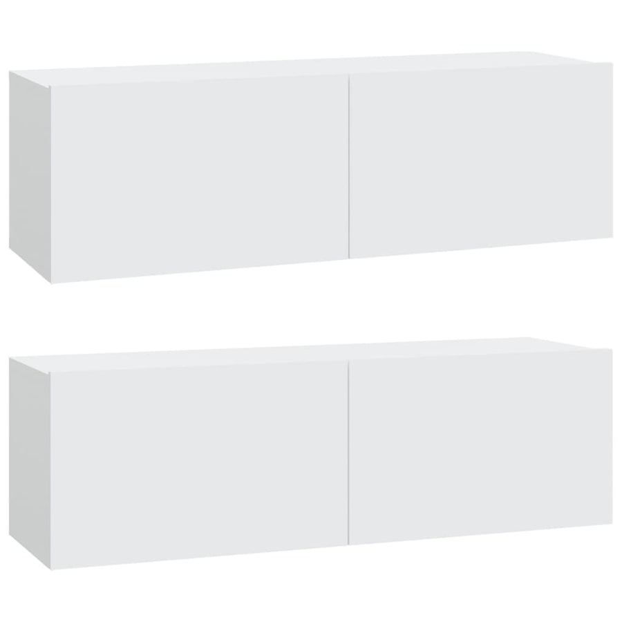 -Delige Tv-Meubelset Bewerkt Hout 100 x 30 x 30 cm Wit