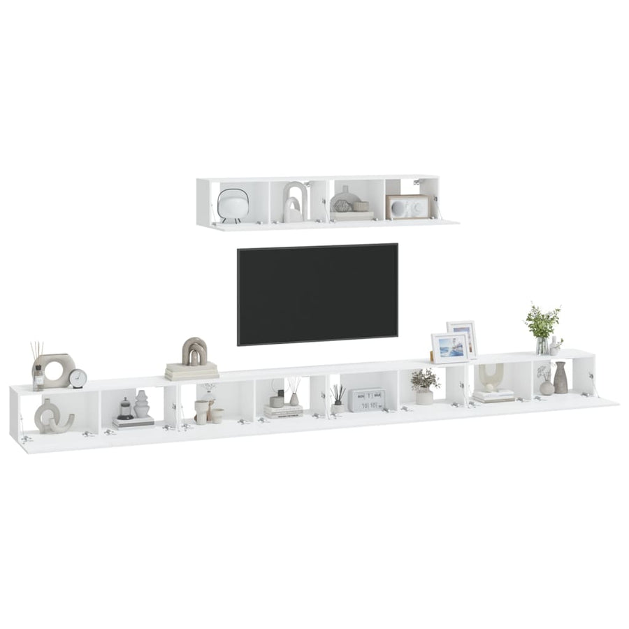 -Delige Tv-Meubelset Bewerkt Hout 100 x 30 x 30 cm Wit