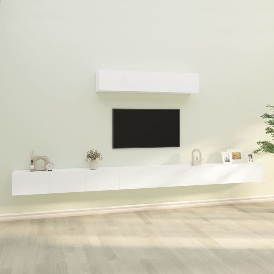 -Delige Tv-Meubelset Bewerkt Hout 100 x 30 x 30 cm Wit