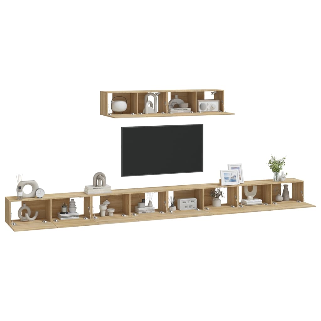 -Delige Tv-Meubelset Bewerkt Hout Kleurig 100 x 30 x 30 cm Sonoma eiken