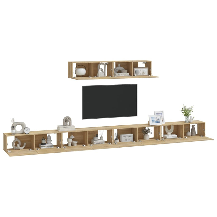 -Delige Tv-Meubelset Bewerkt Hout Kleurig 100 x 30 x 30 cm Sonoma eiken