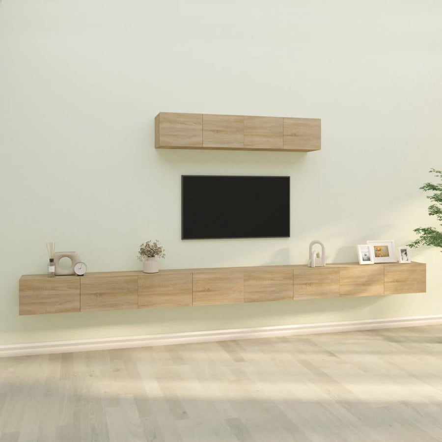 -Delige Tv-Meubelset Bewerkt Hout Kleurig 100 x 30 x 30 cm Sonoma eiken
