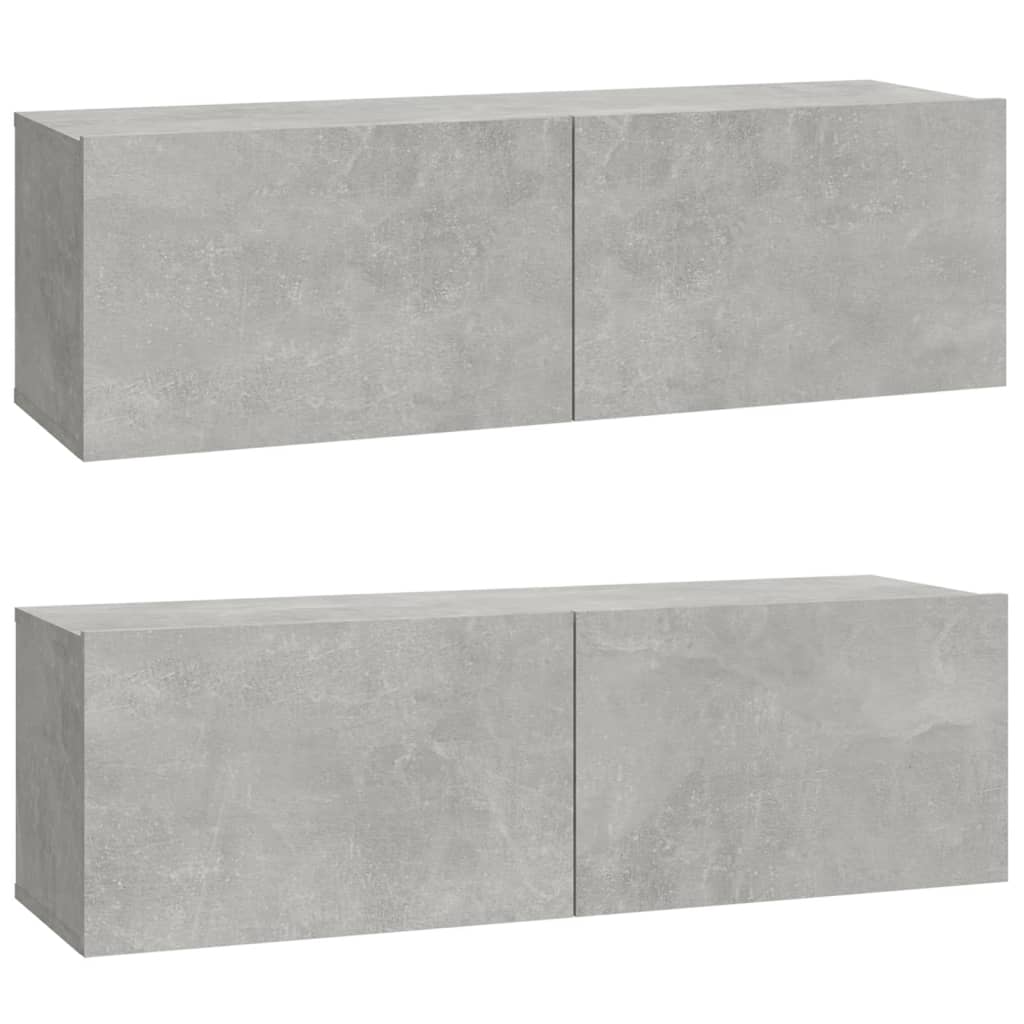 -Delige Tv-Meubelset Bewerkt Hout 100 x 30 x 30 cm Betongrijs