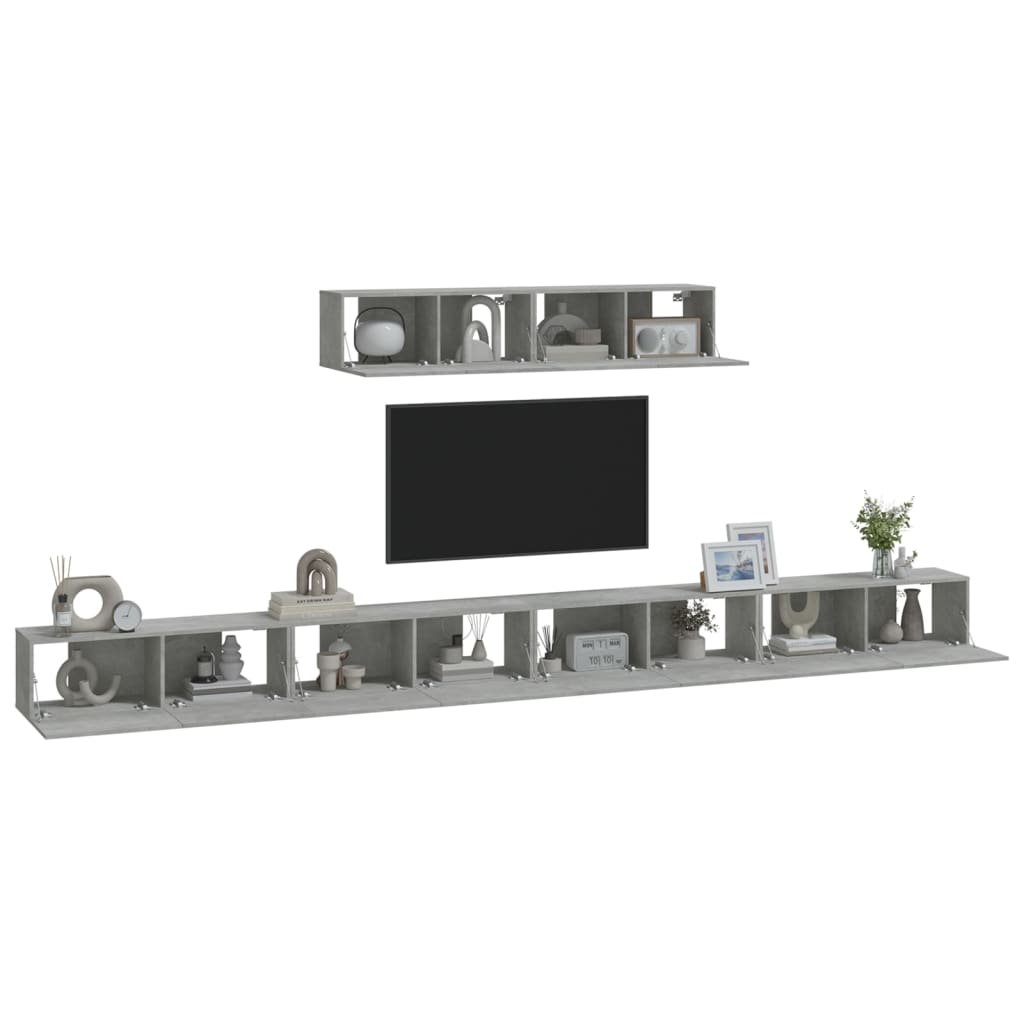 -Delige Tv-Meubelset Bewerkt Hout 100 x 30 x 30 cm Betongrijs