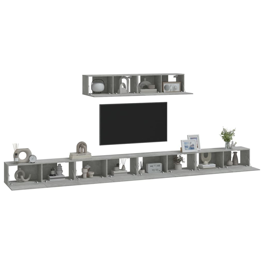 -Delige Tv-Meubelset Bewerkt Hout 100 x 30 x 30 cm Betongrijs