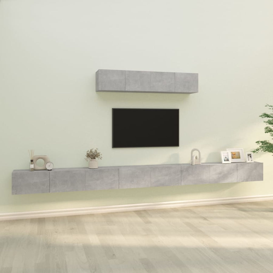 -Delige Tv-Meubelset Bewerkt Hout 100 x 30 x 30 cm Betongrijs