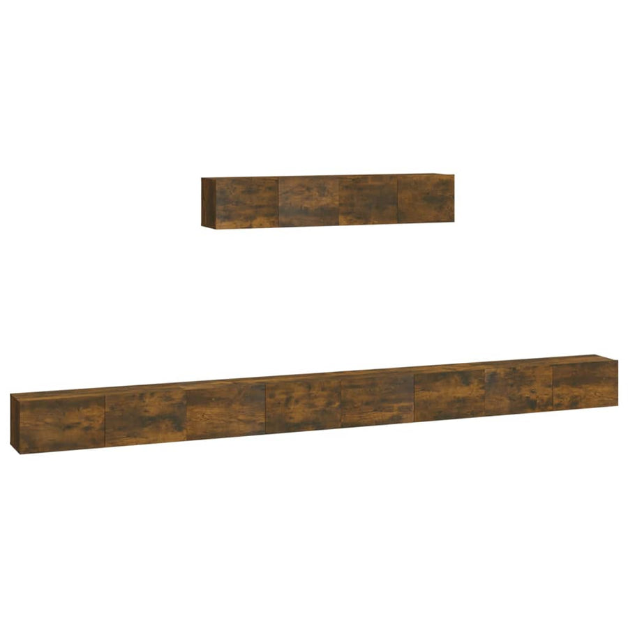 -Delige Tv-Meubelset Bewerkt Hout Kleurig 100 x 30 x 30 cm Gerookt eiken