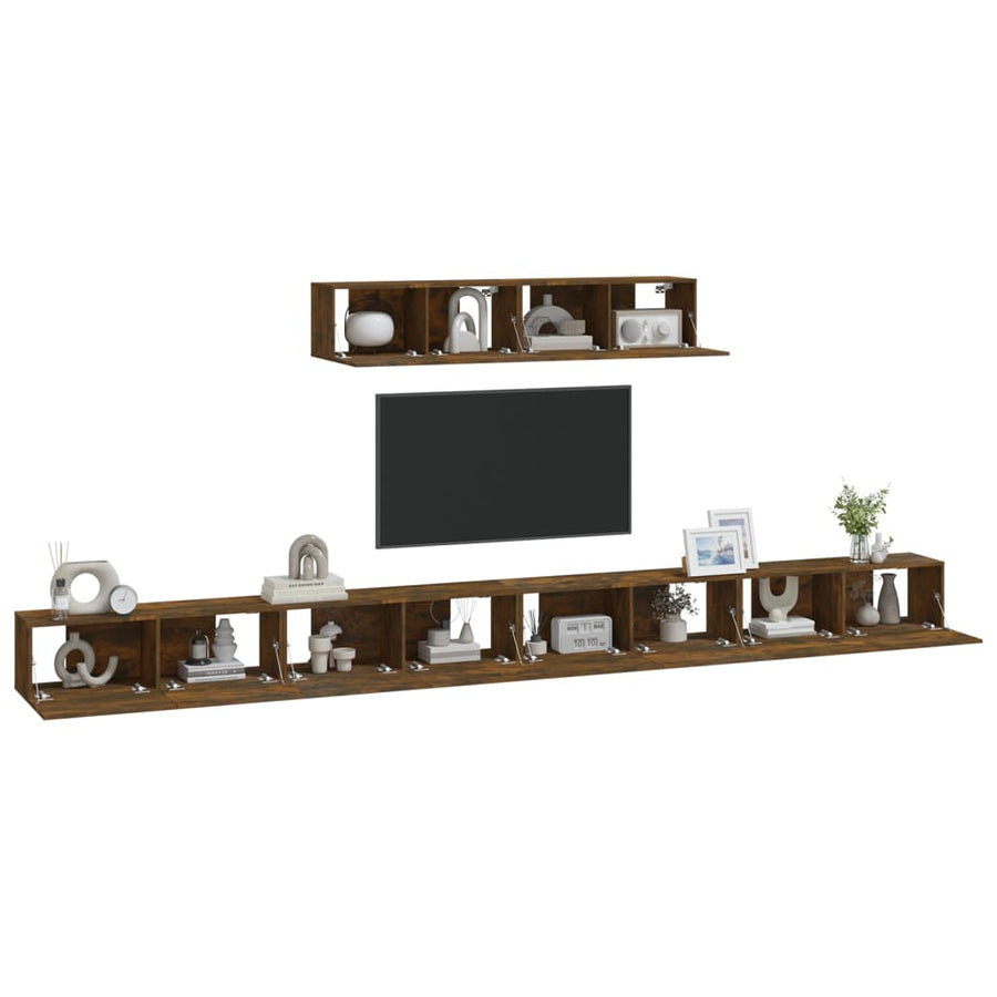 -Delige Tv-Meubelset Bewerkt Hout Kleurig 100 x 30 x 30 cm Gerookt eiken