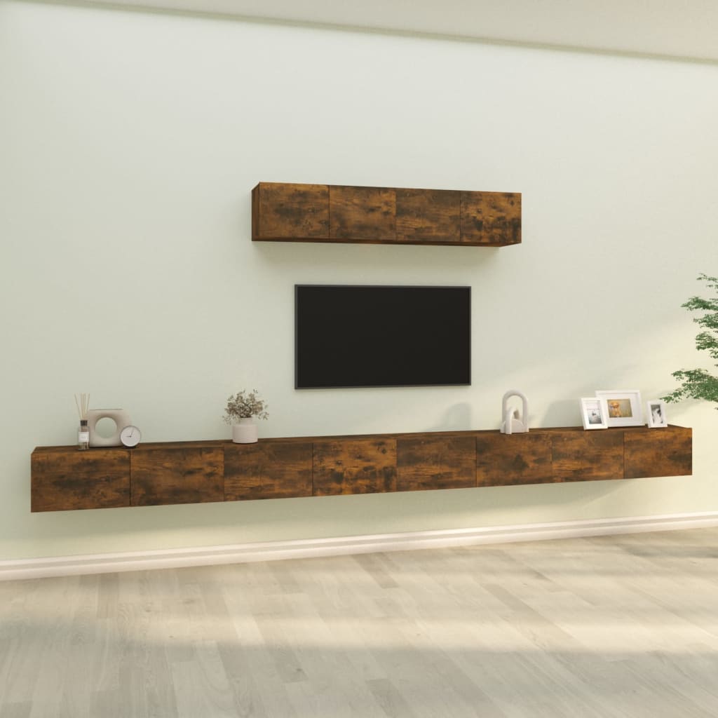 -Delige Tv-Meubelset Bewerkt Hout Kleurig 100 x 30 x 30 cm Gerookt eiken