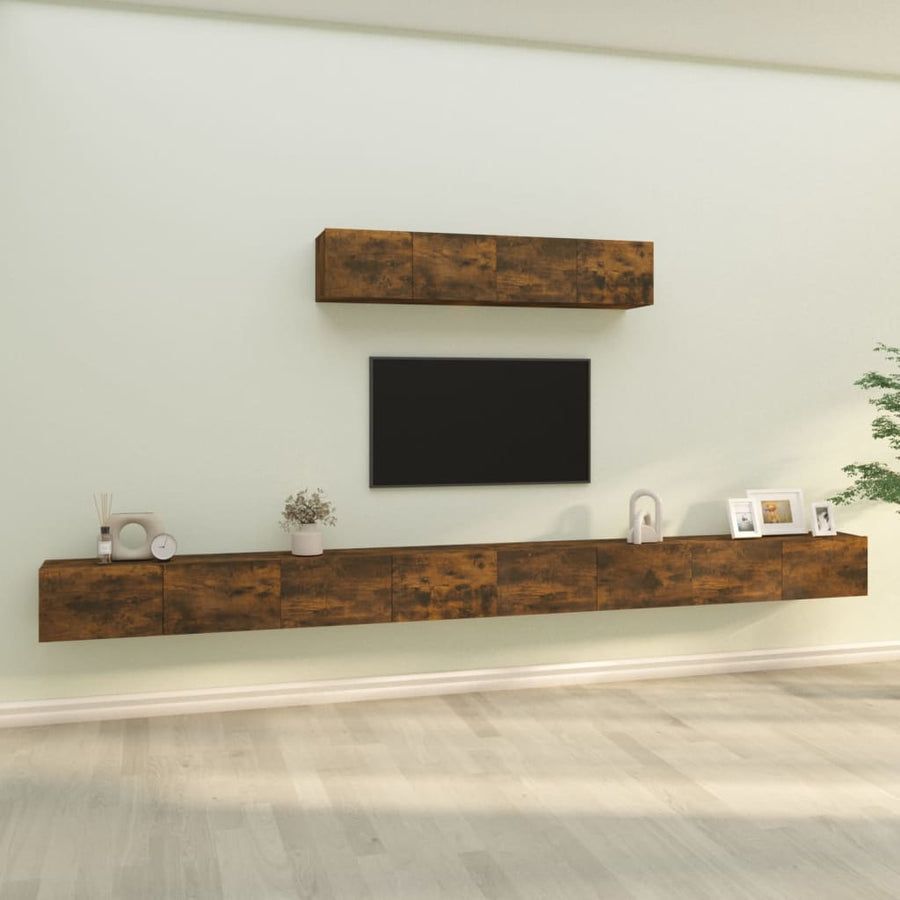 -Delige Tv-Meubelset Bewerkt Hout Kleurig 100 x 30 x 30 cm Gerookt eiken