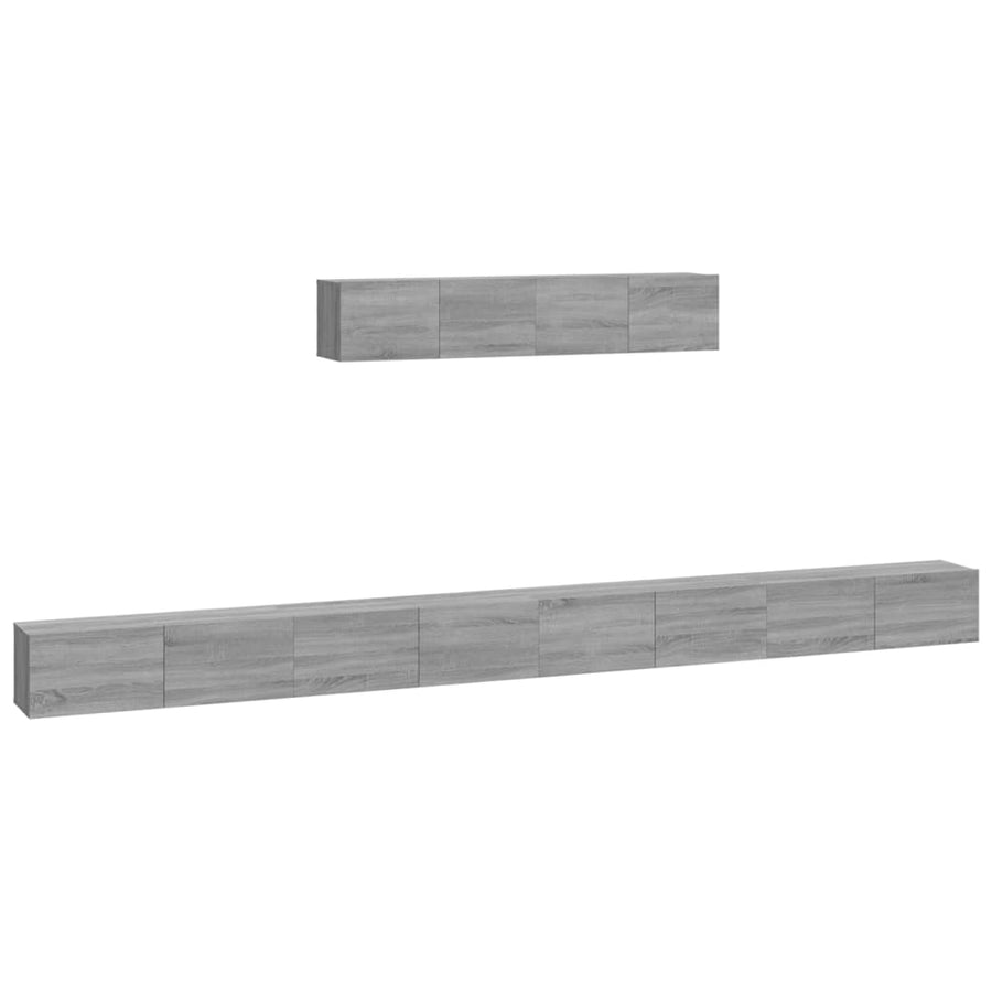 -Delige Tv-Meubelset Bewerkt Hout Eikenkleurig 100 x 30 x 30 cm Grijs sonoma