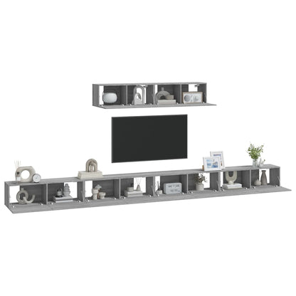 -Delige Tv-Meubelset Bewerkt Hout Eikenkleurig 100 x 30 x 30 cm Grijs sonoma