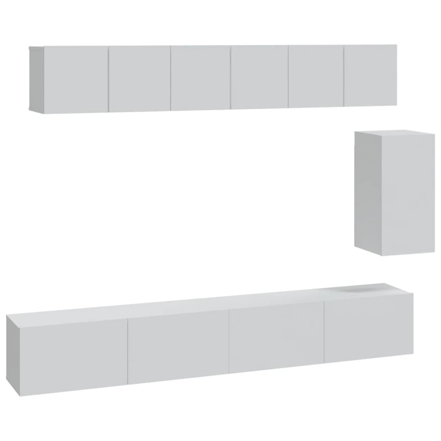 -Delige Tv-Meubelset Bewerkt Hout Wit