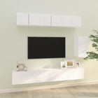 6-piece TV cabinet set, engineered wood, white