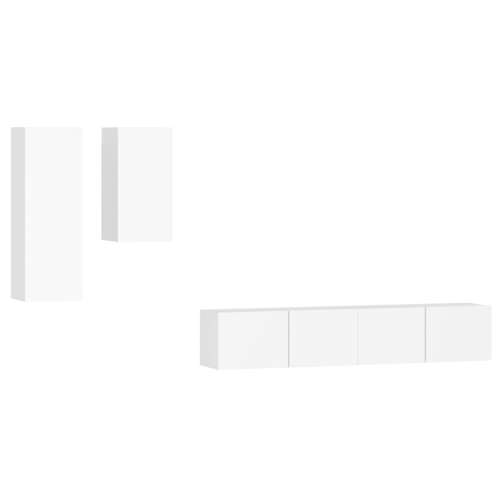 -Delige Tv-Meubelset Bewerkt Hout 80 x 30 x 30 cm Wit
