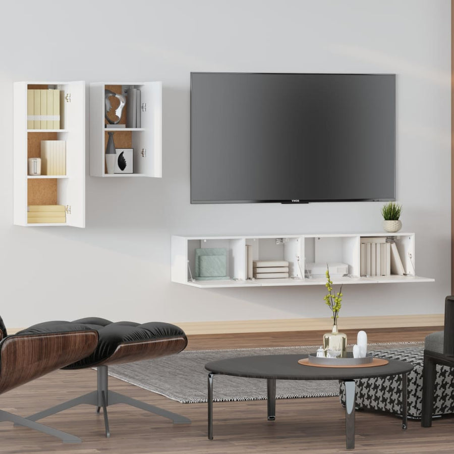 -Delige Tv-Meubelset Bewerkt Hout 80 x 30 x 30 cm Wit
