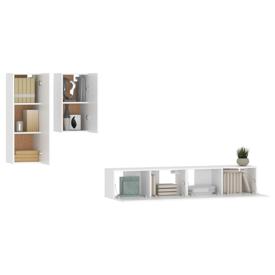 -Delige Tv-Meubelset Bewerkt Hout 80 x 30 x 30 cm Wit