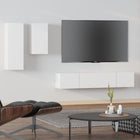 Tv-meubelset 4-delig bewerkt hout wit wandmontage