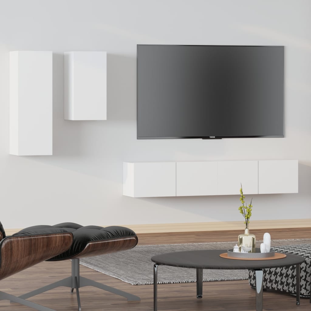 -Delige Tv-Meubelset Bewerkt Hout 80 x 30 x 30 cm Wit