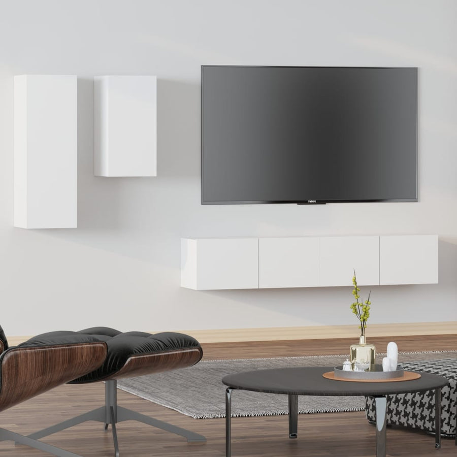 -Delige Tv-Meubelset Bewerkt Hout 80 x 30 x 30 cm Wit
