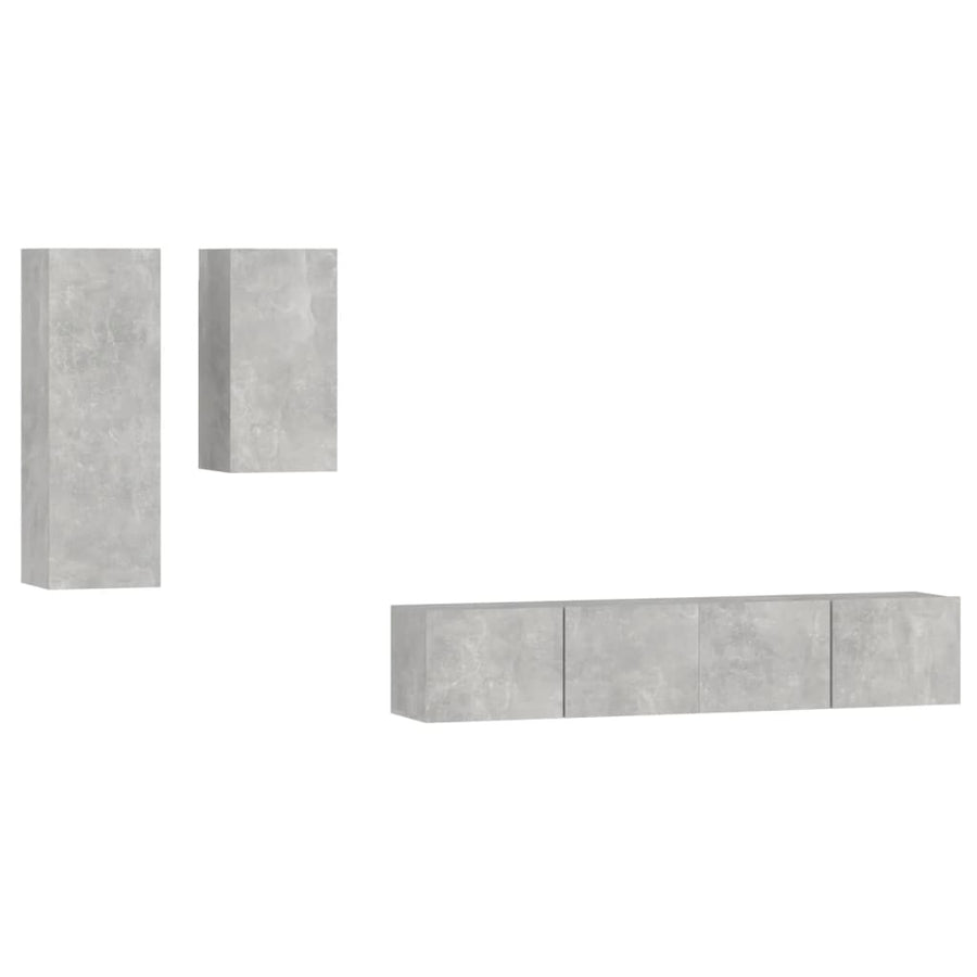 -Delige Tv-Meubelset Bewerkt Hout 80 x 30 x 30 cm Betongrijs