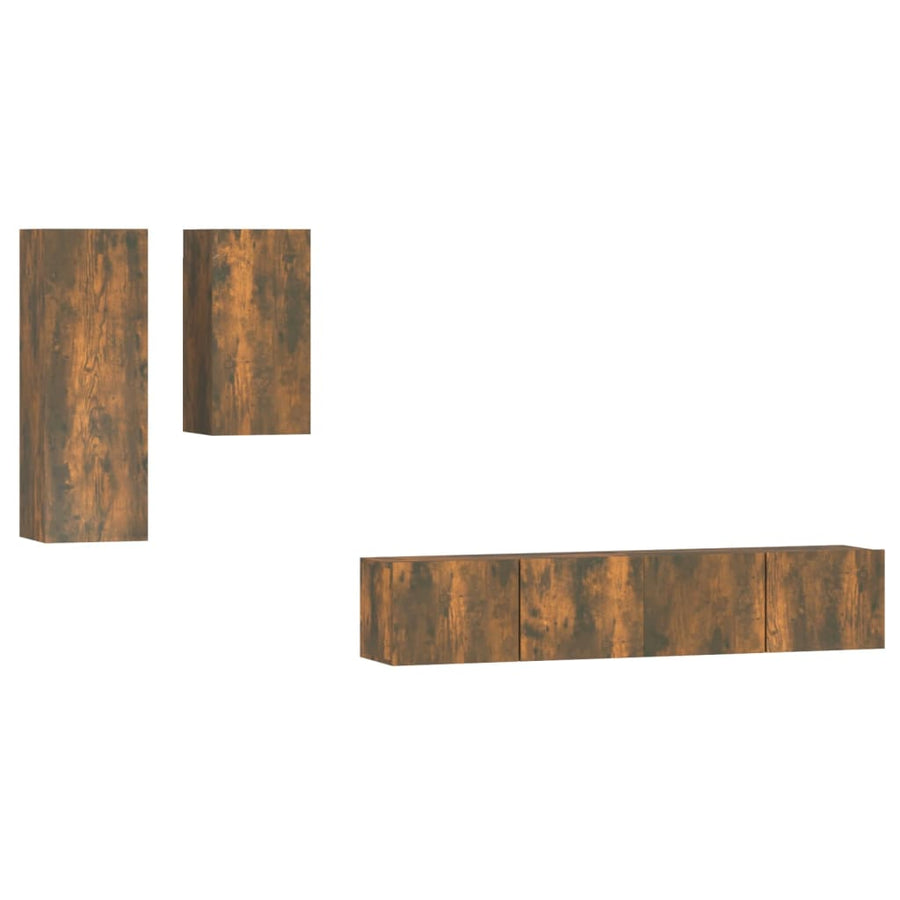 -Delige Tv-Meubelset Bewerkt Hout Kleurig 80 x 30 x 30 cm Gerookt eiken
