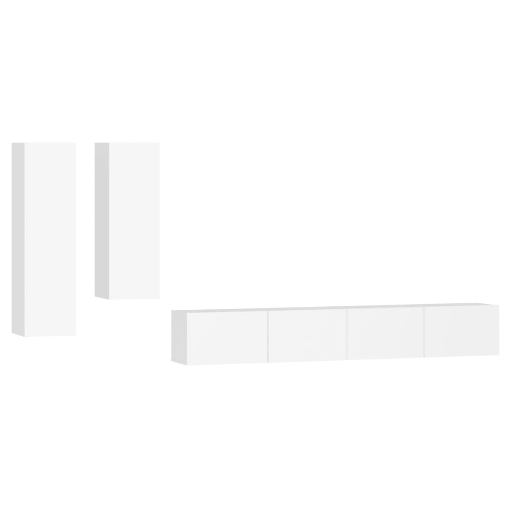 -Delige Tv-Meubelset Bewerkt Hout 100 x 30 x 30 cm Wit