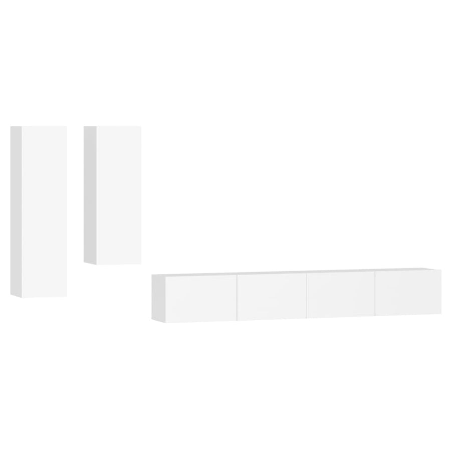 -Delige Tv-Meubelset Bewerkt Hout 100 x 30 x 30 cm Wit