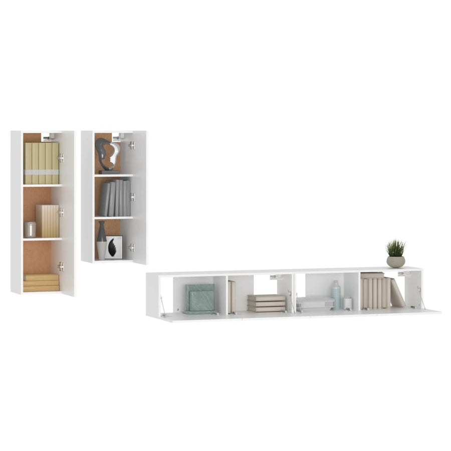 -Delige Tv-Meubelset Bewerkt Hout 100 x 30 x 30 cm Wit