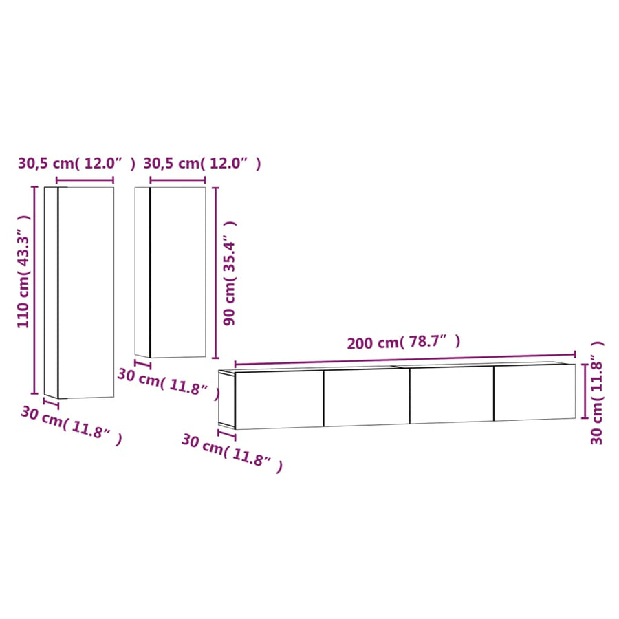 -Delige Tv-Meubelset Bewerkt Hout 100 x 30 x 30 cm Wit