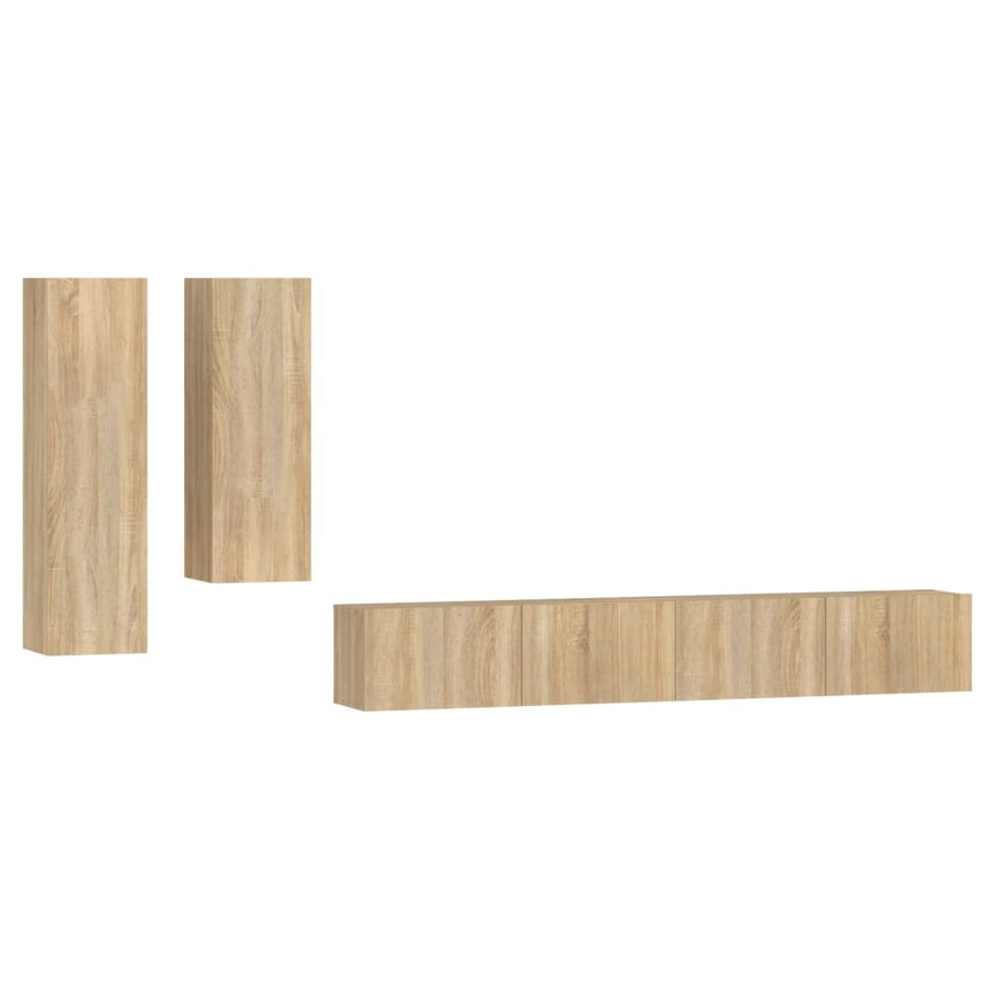 -Delige Tv-Meubelset Bewerkt Hout Kleurig 100 x 30 x 30 cm Sonoma eiken