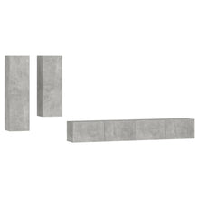 4-Delige Tv-Meubelset Bewerkt Hout Betongrijs 100 x 30 x 30 cm