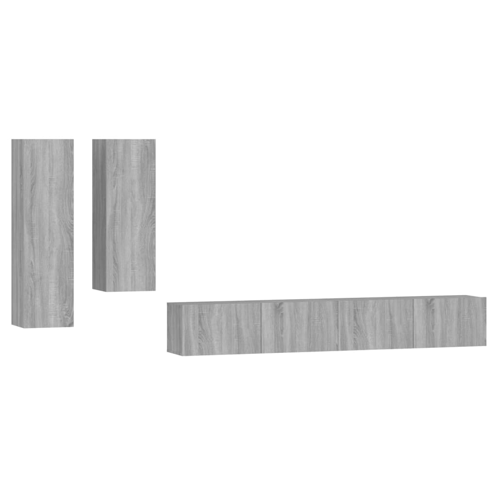 -Delige Tv-Meubelset Bewerkt Hout Eikenkleurig 100 x 30 x 30 cm Grijs sonoma