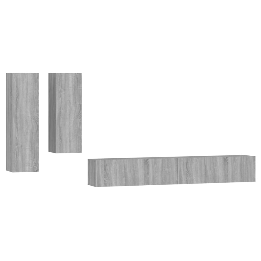 -Delige Tv-Meubelset Bewerkt Hout Eikenkleurig 100 x 30 x 30 cm Grijs sonoma