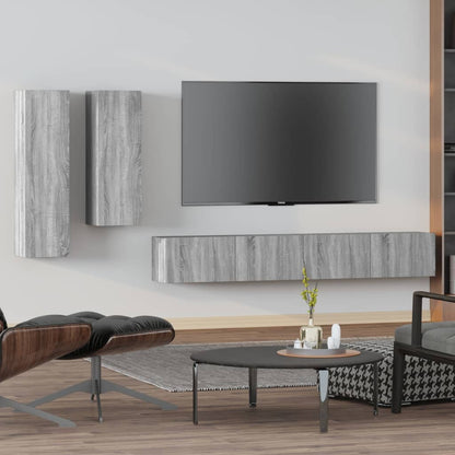 -Delige Tv-Meubelset Bewerkt Hout Eikenkleurig 100 x 30 x 30 cm Grijs sonoma