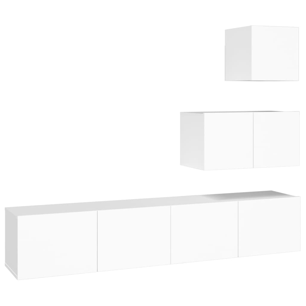 4-Delige Tv-Meubelset Bewerkt Hout 60/80 cm