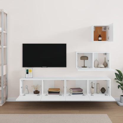 4-Delige Tv-Meubelset Bewerkt Hout 60/80 cm
